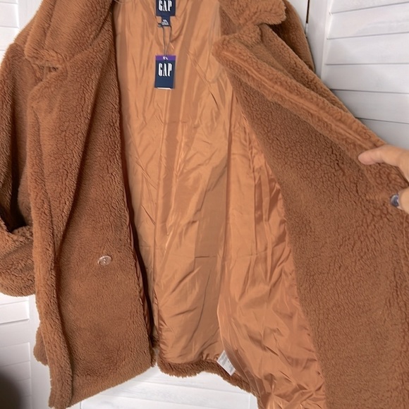 GAP l Sherpa Peacoat Jacket Holiday Brown Comfy Teddy Bear Fall Coat 2X Plu… - Picture 13 of 16